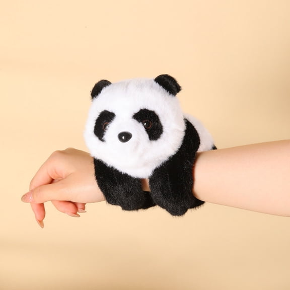 Pull String Wagging Tail Plush Toy Bracelet – Cute Otter & Panda Plush Slap Wristband, Interactive Tail-Wag Plush Doll, Soft Snap Band Stuffed Animal Hand Strap for Gifts & Daily Fun