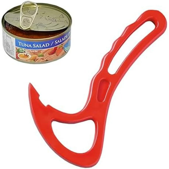 Pull Tab Can Opener - Manual Ring Pull Can Tab Opener - Easy Open Can Opener for Seniors, Protecting Nails or Arthritis - Dishwasher Safe Can Tab Opener Tool for Kitchen and Outdoors - Red