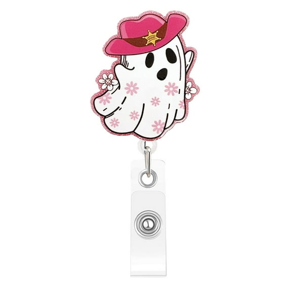 Pull-Tab Fastener-Hanging Decorations-Adorable Halloween Acrylic Badge Reel with Retractable and 360° Rotating Clip Perfect for Anyone