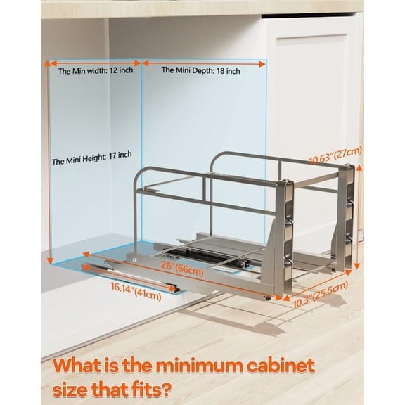 Pull Out Trash Can Under Cabinet Kit with Soft-Close Slides(Trash Bin Not Included), Under Sink Garbage Can Pull Out, for Kitchen, Sink, Drawer, Required Minimum Cabinet Size(12" W X 18" D)