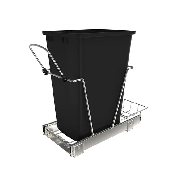 Pull Out Trash Can, Cabinets, 35 Qt 12 Gallon Garbage Waste Bin with Full Extension Slides for Kitchen, Home, Black