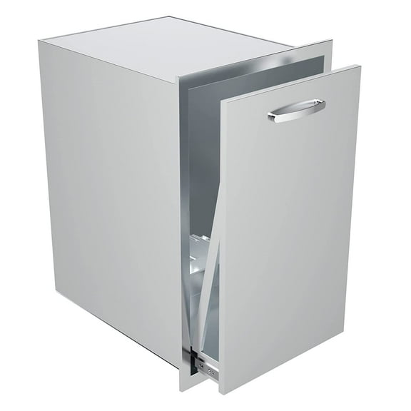 Pull Out Trash Drawer, 14''W x 27''H x 20''D Stainless Steel Built-in Single Trash Drawer Outdoor Kitchen Cabinets Trash Bin for BBQ Island Grill Station
