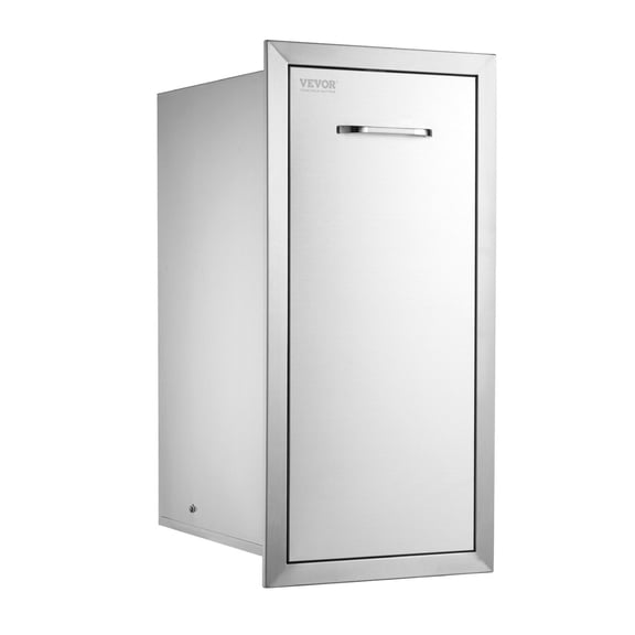 Pull Out Trash Drawer Cabinet, Stainless Steel Roll Out Trash Bin with Handle, Lower Sliding Rails Pull Out Tray Trash Drawer for BBQ Island Grill Station