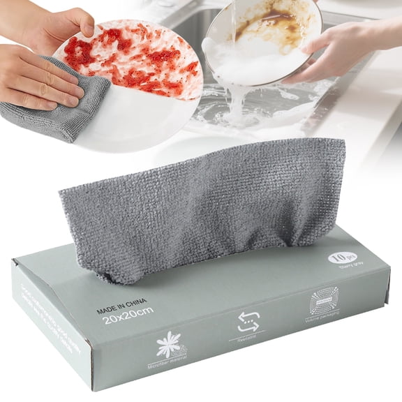 Pull-Type Lazy Dish Cloth, 10 Sheets C, Microfiber Cleaning Cloths Pull Box, Reusable Lint-Free Towels for Kitchen, Bathroom, Car