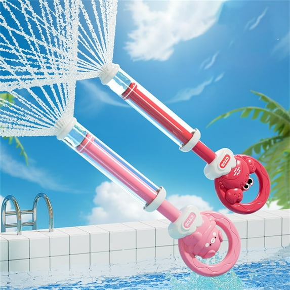 Pull-Type Water Gun 2pcs Creative Large Capacity Water Toy, Pink and Red Colors Included, Easy to Pull and Squirt, Leak-Proof and Durable, Perfect for Summer Beach and Pool Water Fun