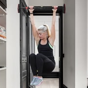 PartyKindom Tension Pull Up Bar for Doorway Adjustable Width No Screw Installation Black