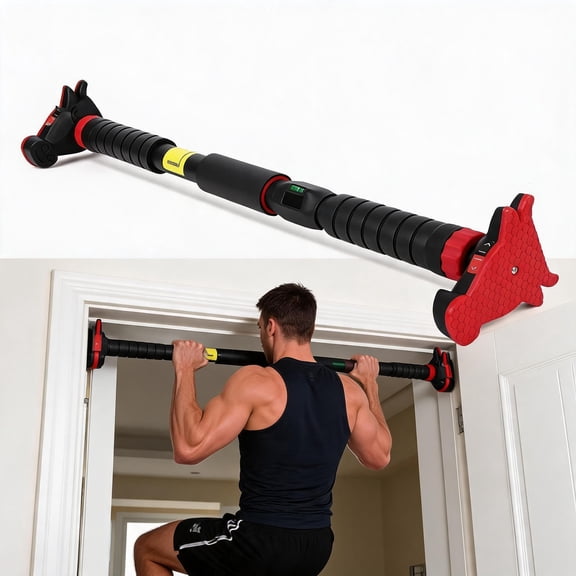 Pull-Up Bar,Chin Up Bar for Doorways with Level Meter and Auto Lock,Adjustable Pull Up Bar for Home Gym Strength Training and Upper Body Workout, No Screws Needed,Max Weight Capacity 440 Lbs