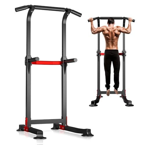 Pull Up Bar Dip Bar Power Tower Workout Dip Station Height Adjustable Free Standing Chin Up Bar