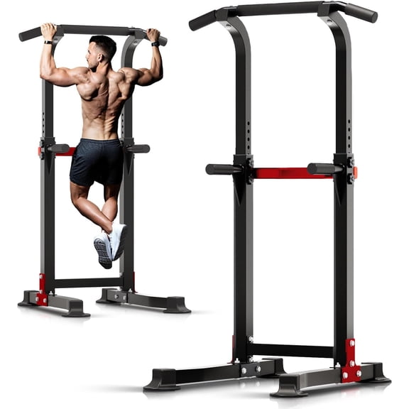 Pull Up Bar Dip Bar Squat Rack Workout Dip Station Height Adjustable Free Standing Chin Up Bar
