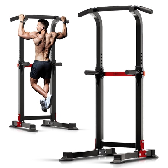Pull Up Bar Dip Squat Rack Workout Station Height Adjustable Free Standing Chin