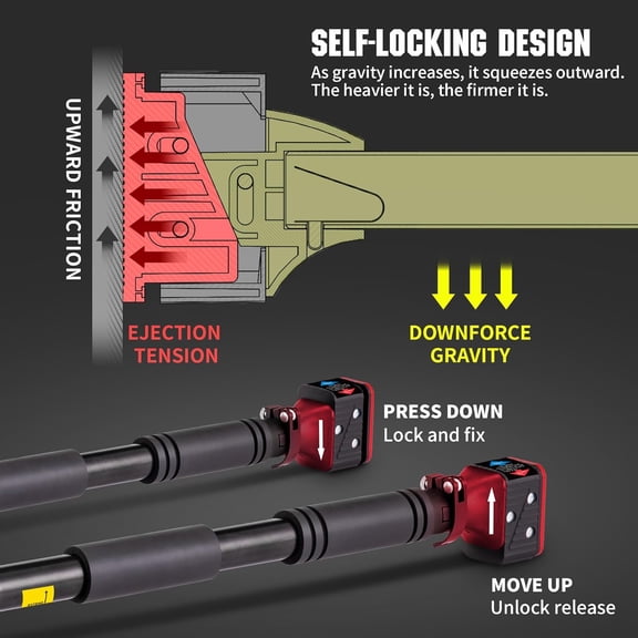 Pull-Up Bar For Door Frame Chin Up Bar Upper Body Workout Adjustable Portable Training Pull-Up Bars Bars without Screw - Adjustable Width Locking Mechanism