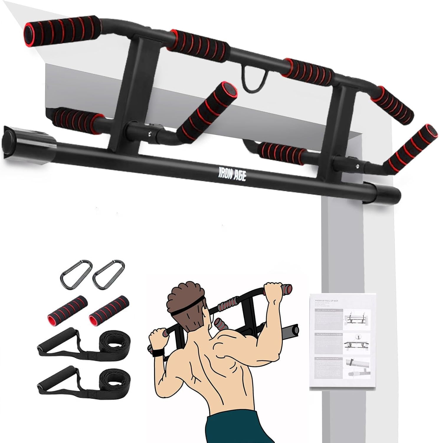 Pull Up Bar For Doorway Pullupbar With 2024 Enhanced Smart Hook Angled Grip Home Gym Exercise Equipment US Patent Fits Almost All Doors Walmart