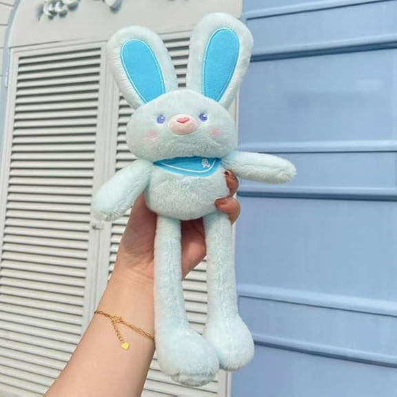 Pull-Up Rabbit Plush Toy - Interactive Stretchy Design, Pull up Rabbit Pendant, Ultra-Soft & Safe Stuffed Animal for Easter Gifts (Blue)