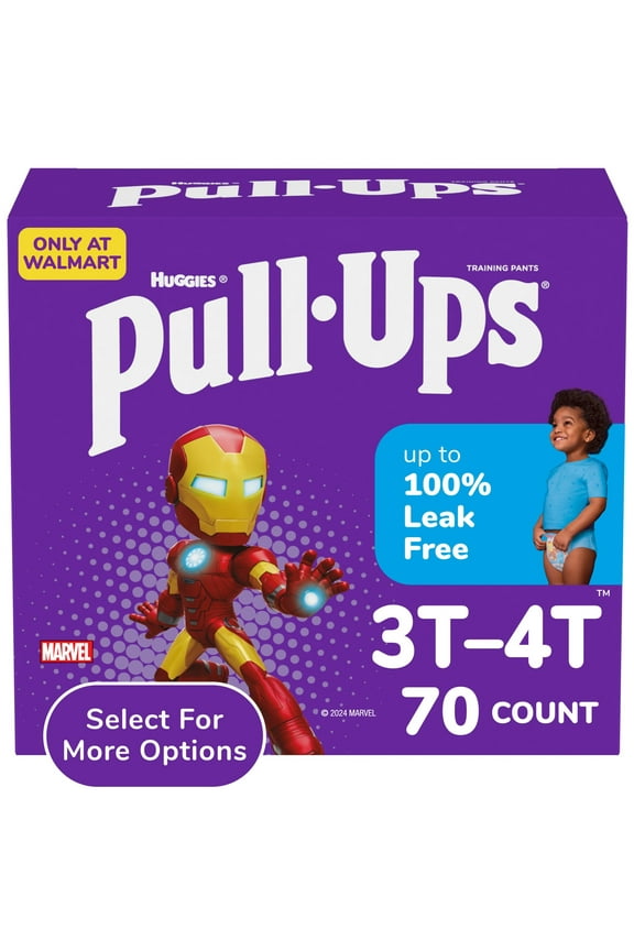 Boys' Potty Training Pants, 3T-4T (32-40 lbs), 70 Count (Select for More)