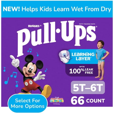 Pull-Ups Boys' Potty Training Pants with Learning Layer, 5T-6T, 66 Count