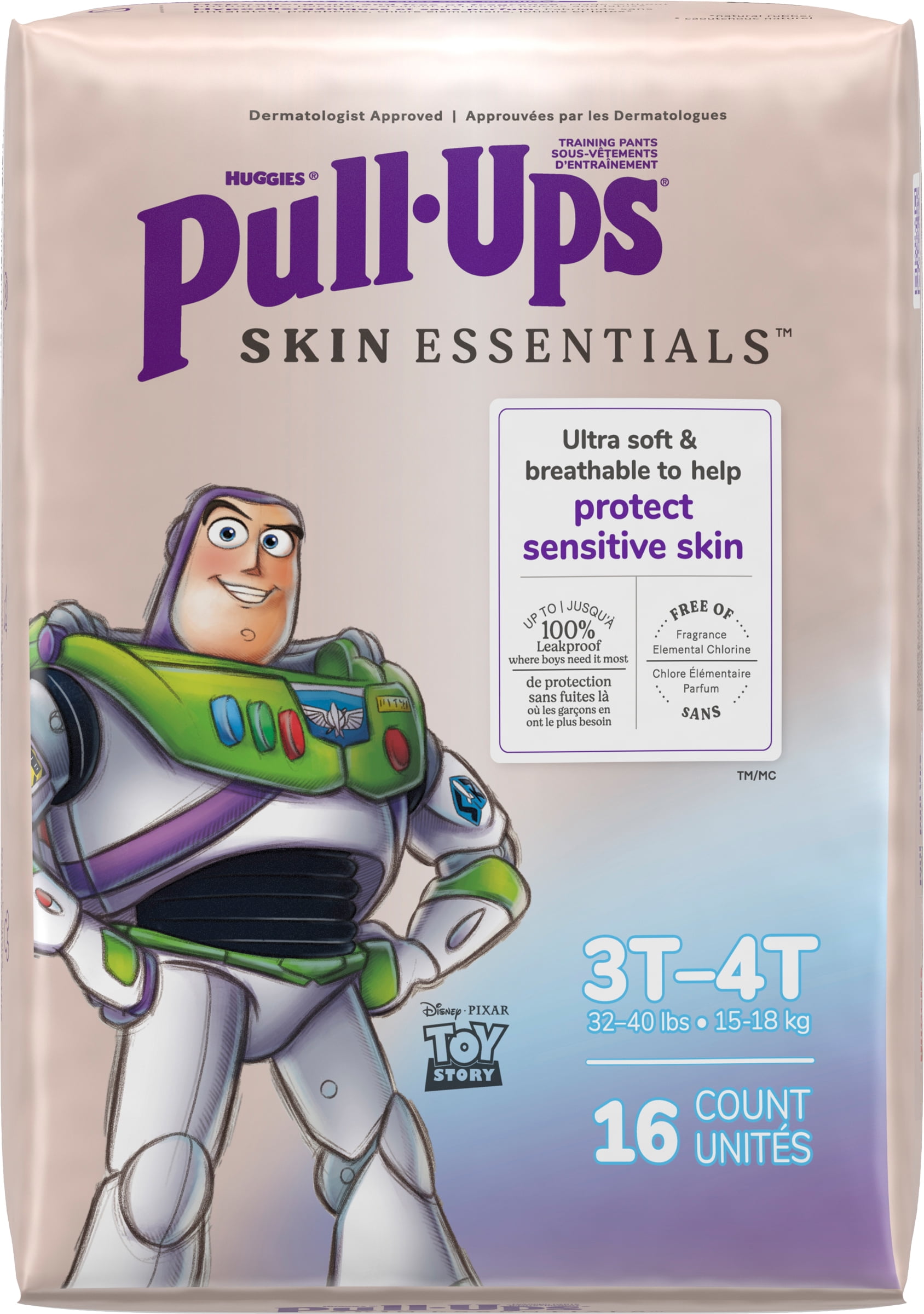 Pull-Ups Boys' Skin Essentials Training Pants, 3T-4T (32-40 lbs), 16 Ct