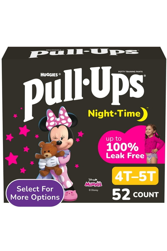 Girls' Night-Time Potty Training Pants, 4T-5T (38-50 lbs), 52 Ct (Select for More)