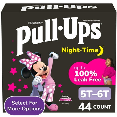 Pull-Ups Girls' Night-Time Potty Training Pants, 5T-6T (46-60 lbs), 44 Ct (Select for More)