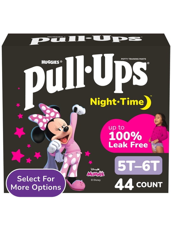Girls' Night-Time Overnight Potty Training Pants, 5T-6T, 44 Count