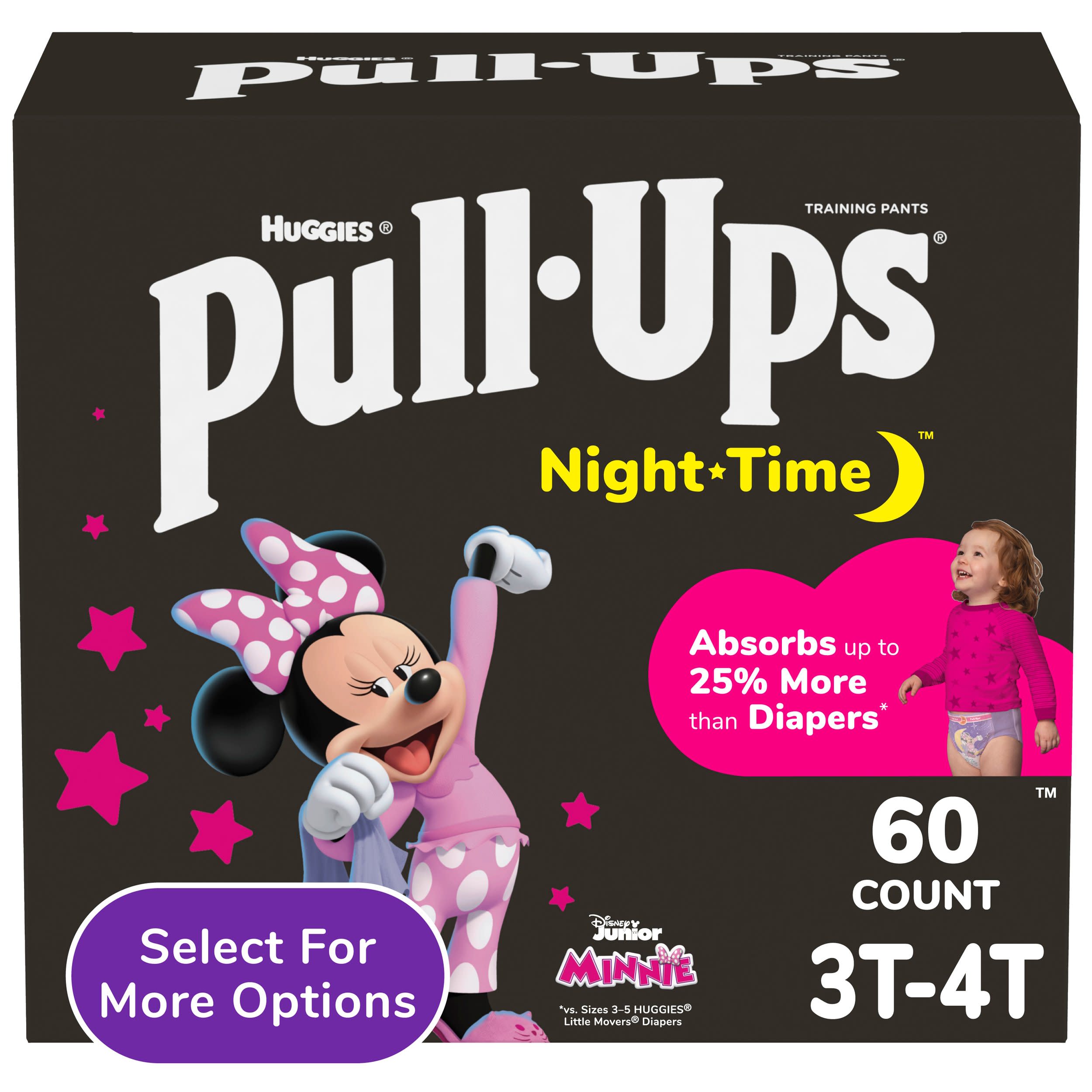 Pull-Ups Girls' Night-Time Training Pants, 3T-4T (32-40 lbs), 60 Ct (Select for More Options) - image 1 of 12