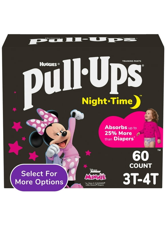 Pull-Ups Girls' Night-Time Training Pants, 3T-4T (32-40 lbs), 60 Ct (Select for More Options)