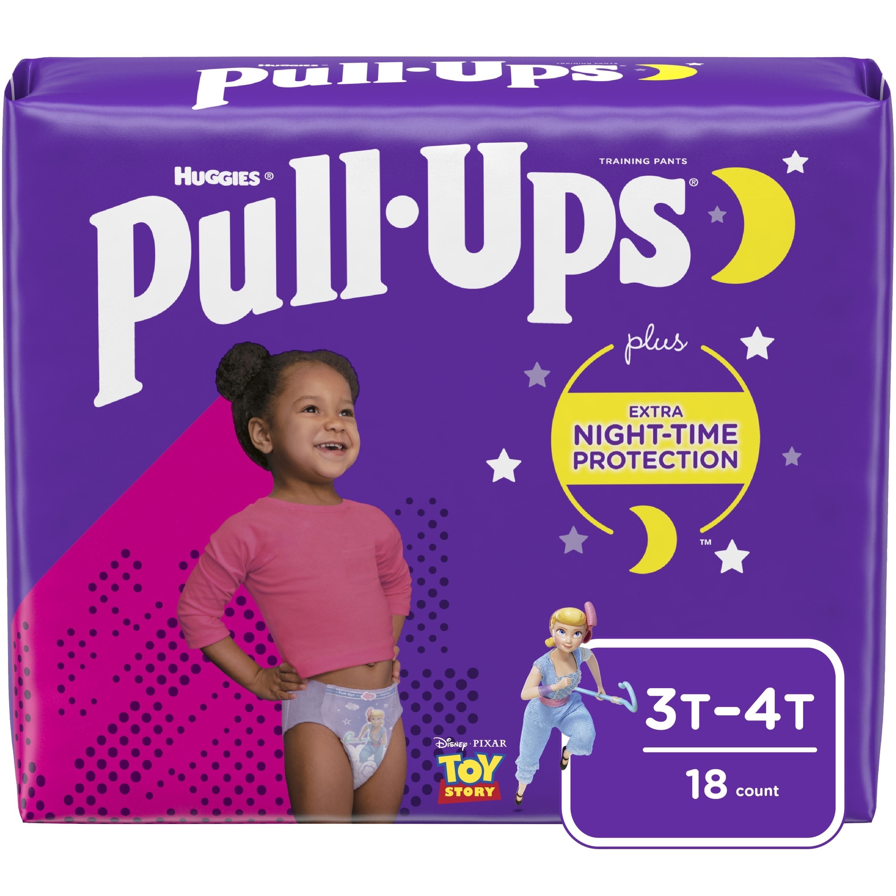 Pull-Ups Girls' Night-Time Potty Training Pants, 3T-4T (32-40 lbs), 18 Ct