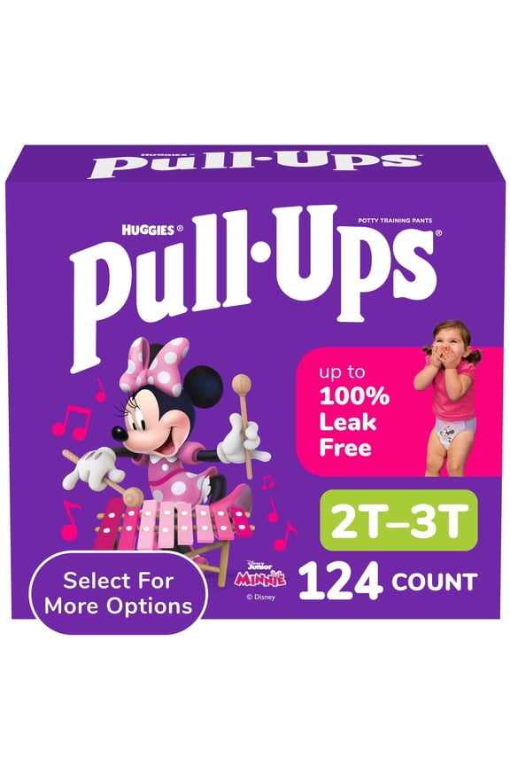 Girls' Potty Training Pants, 2T-3T (16-34 lbs), 124 Count (Select for More)
