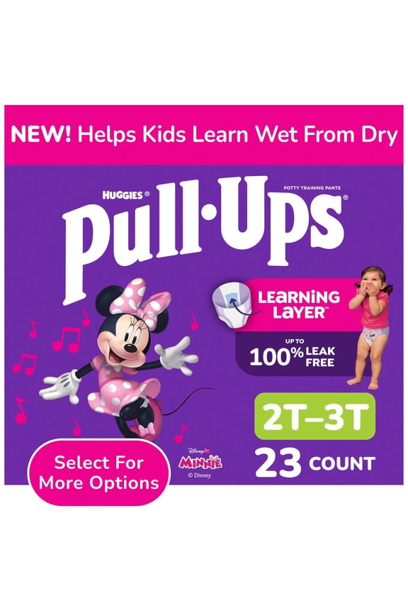Girls' Potty Training Pants, 2T-3T (16-34 lbs), 23 Count (Select for More)