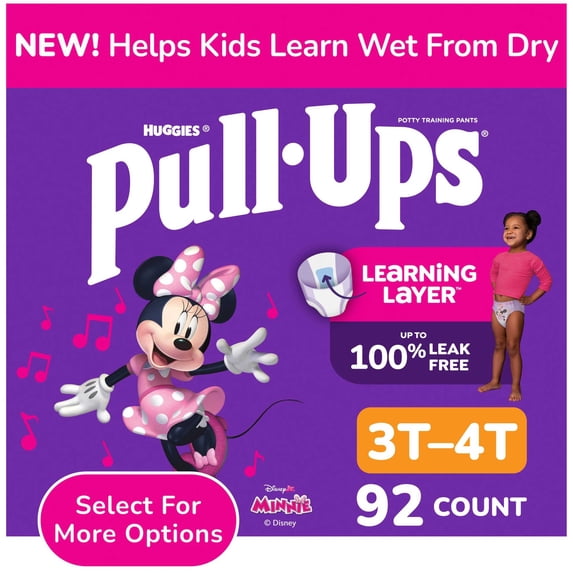Pull-Ups Girls' Potty Training Pants, 3T-4T (32-40 lbs), 92 Count (Select for More)