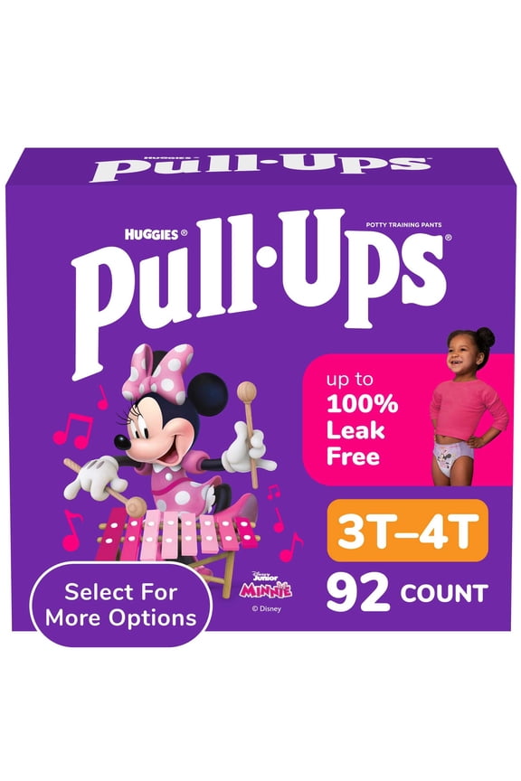 Girls' Potty Training Pants, 3T-4T (32-40 lbs), 92 Count (Select for More)