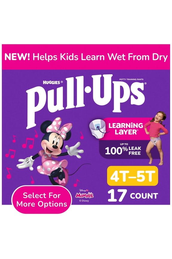 Girls' Potty Training Pants, 4T-5T (38-50 lbs), 17 Count (Select for More)