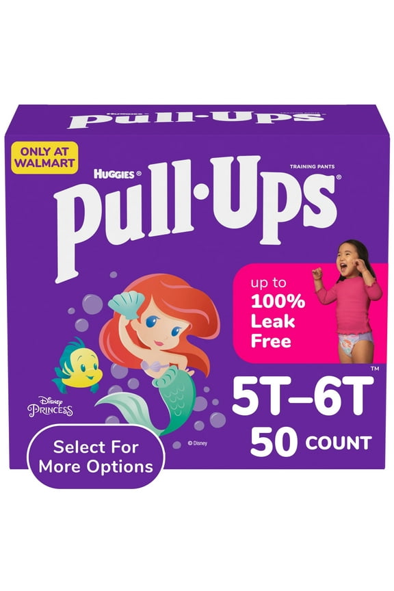 Girls' Potty Training Pants, 5T-6T (46+ lbs), 50 Ct (Select for More)