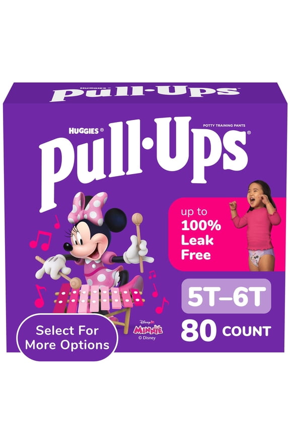 Girls' Potty Training Pants, 5T-6T (46+ lbs), 80 Count (Select for More)