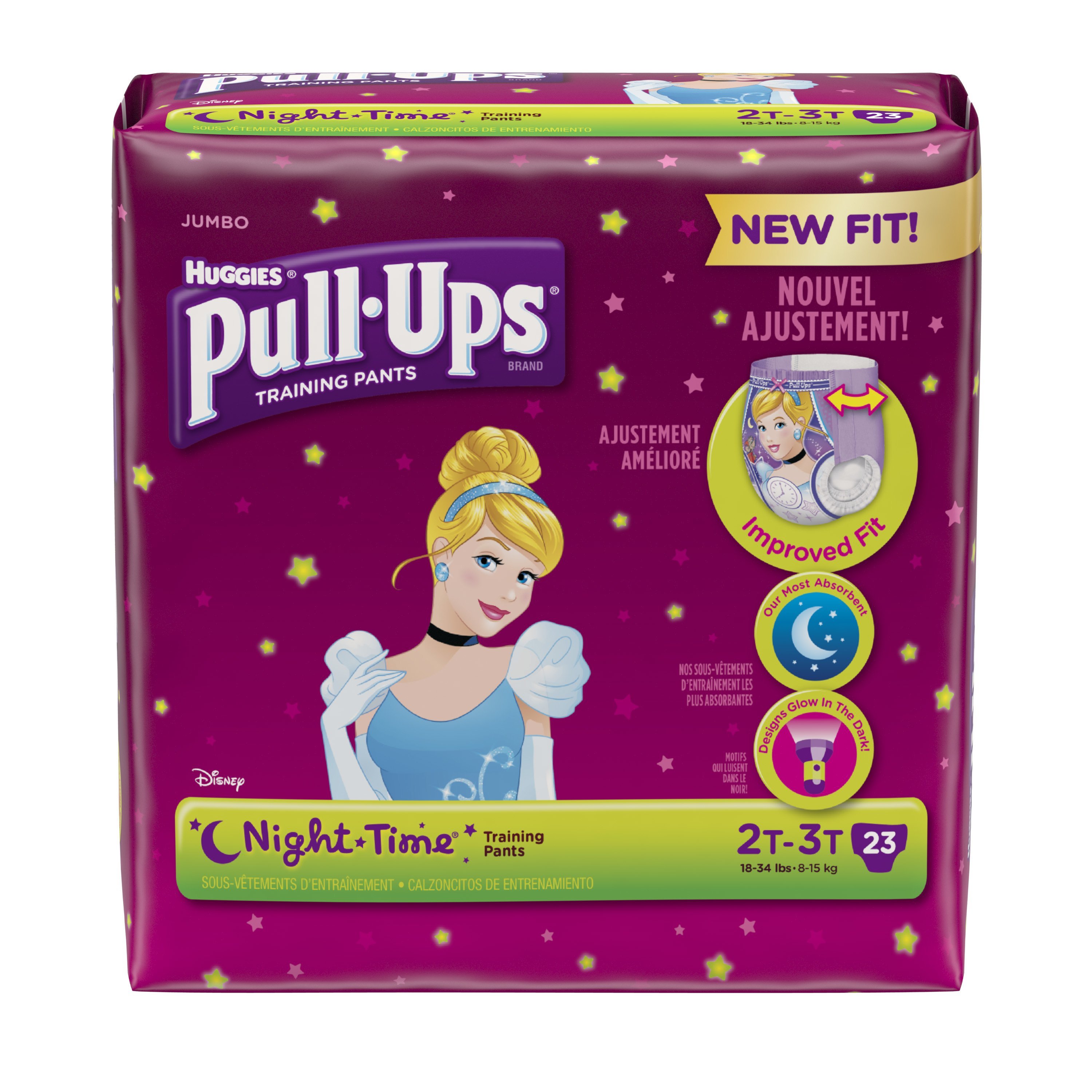 Pull-Ups Night-Time Potty Training Pants for Girls, 2T-3T (18-34 lb.), 23 Ct. (Packaging May Vary) - image 1 of 7