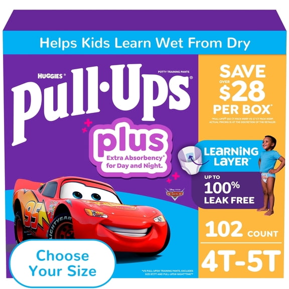 Pull-Ups Plus Training Pants for Boys, Sizes 4T5T, 102 Count