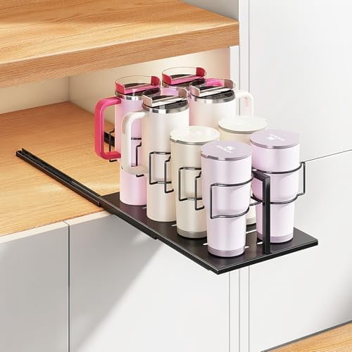 Pull Out Water Bottle Organizer for Cabinet, Pull Out Water Bottle Organizer, Storage for Stanley Cup for Cabinet, for Stanley Cup Accessories Tools (Black)$$Home Decor, Kitchen, & Other