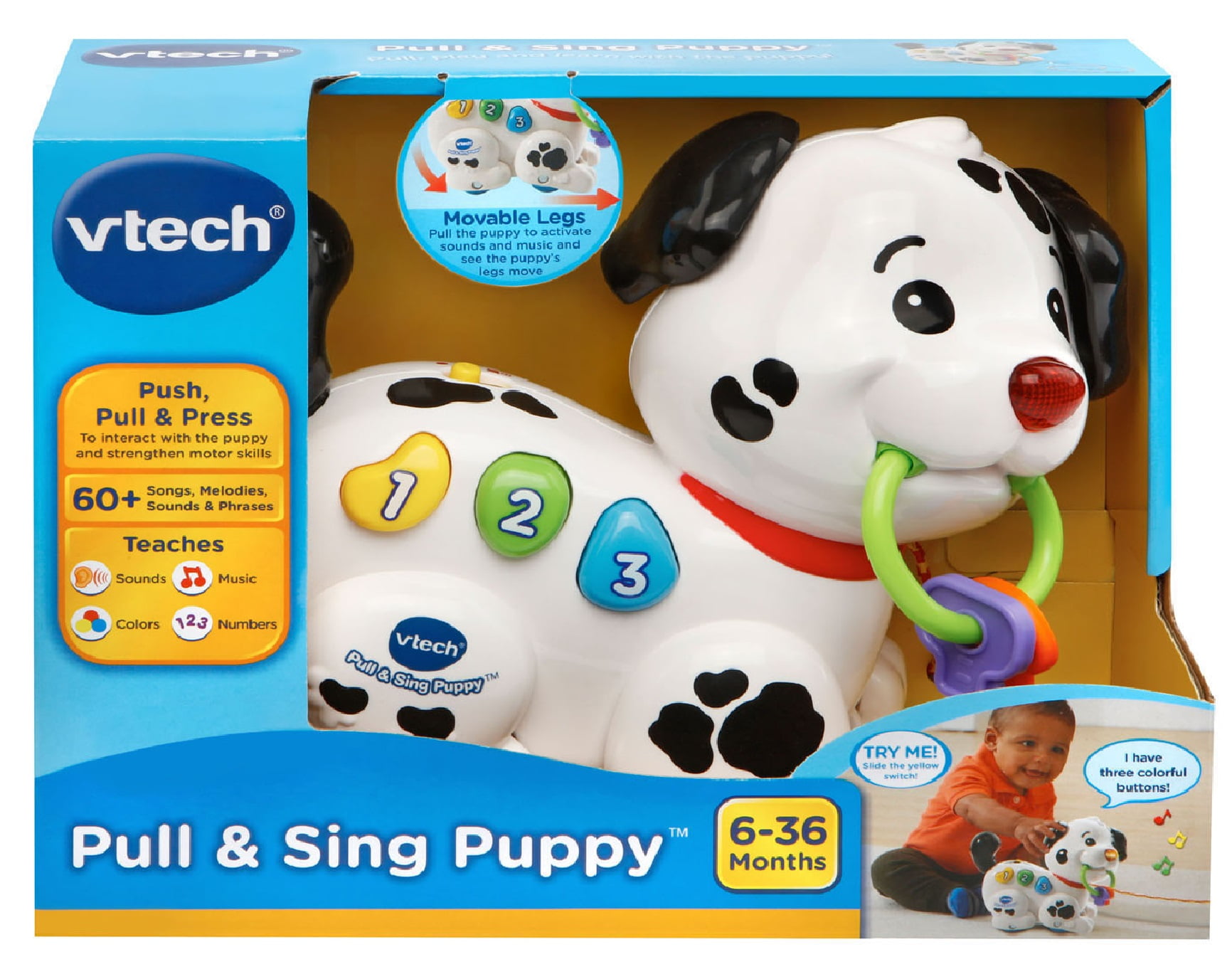 Pull and Sing Puppy 60+ songs colorful keys and spin around by VTech