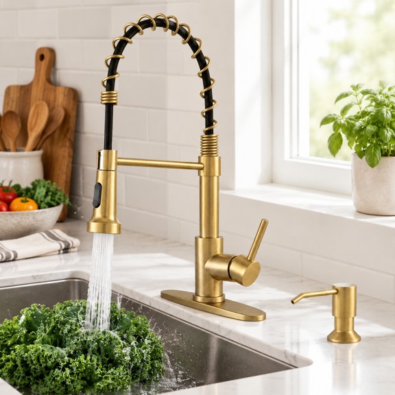 Pull-down Kitchen Faucet With Soap Dispenser