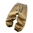 thumbnail image 1 of Pull on Fleece Pants Solid Color Spring and Boys Pants Medium and Large Children Casual Workwear Pants Long Pants New Full Length Pants Khaki 10T, 1 of 3