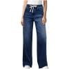 thumbnail image 1 of Pull-on Jeans for Women Straight Leg Drawstring Elastic Waist Jeans Stretchy Loose High Waisted Denim Pants, 1 of 9