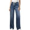 thumbnail image 1 of Pull-on Jeans for Women Straight Leg Drawstring Elastic Waist Jeans Stretchy Loose High Waisted Denim Pants, 1 of 9
