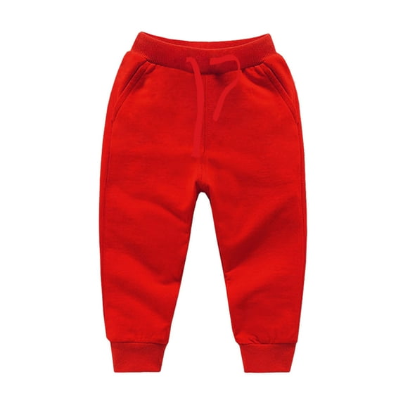 Pull on Pant Toddler Baby Boys Girls Candy Color Solid Color Leggings Casual Kids Sports Pants New Full Length Pants Red 12-18 Months