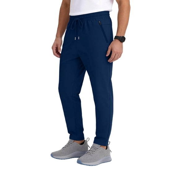 Pull on Pants for Men Sweatpants with Zipper Pockets - Lightweight Athletic Joggers for Workout, Running, Gym, Track, Casual Wear Navy 3XL