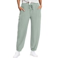 thumbnail image 1 of Pull on Pants for Women, Audhol Women's Linen Wide Leg Pants Casual Loose High Waist Beach Haren Pants Pockets Women's Pants Casual Silver 3XL, 1 of 7