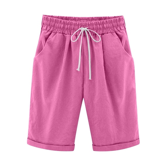 Pull on Stretch Shorts New Bermuda Shorts for Women 2025 Casual Summer Beach Drawstring Short Pants with Pocket Loose Vacation Short Pinks 4XL