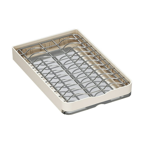 Pull out Cabinet Drawer, Metal Slide Out Dish and Bowl Drying Rack, Kitchen Shelf, Dish Holder, Storage Rack for Bathroom Living Room