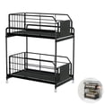 thumbnail image 1 of Pull Out Cabinet Organiser, 2-Tier Spice Rack, Kitchen Cupboard Organiser, Heavy Duty Metal Spice Rack Shelf, 14.2 x 7.5 x 12.6 in, Black Double Layer Design, 1 of 7
