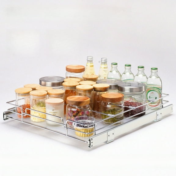 Pull-out cabinet organizer, heavy-duty sliding storage shelf, steel roll-out drawer, sliding drawer storage, suitable for homes, kitchen cabinets, bathrooms, under sinks
