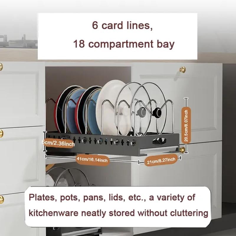 Pot Draining Rack Pull-out pots and pans lid plate draining rack, cabinet built-in ...