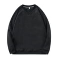 thumbnail image 1 of Pull over Sweaters Mens Men's Crewneck Sweatshirt Fuzzy Fleece Solid Color Loose Casual Pullover Winter Warm Tops Dark Gray M, 1 of 2